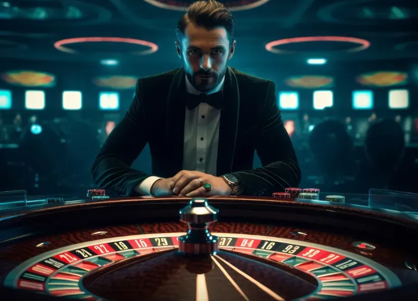 Image 175 - Portrait with a casino dealer at roulette.