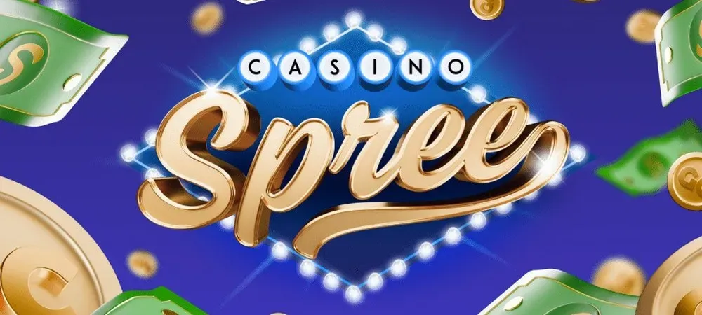Spree Casino - Logo with gold text and cash.