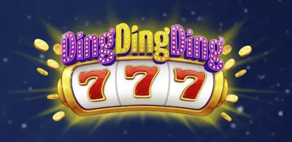 DingDingDing - Logo with slot machine and coins.