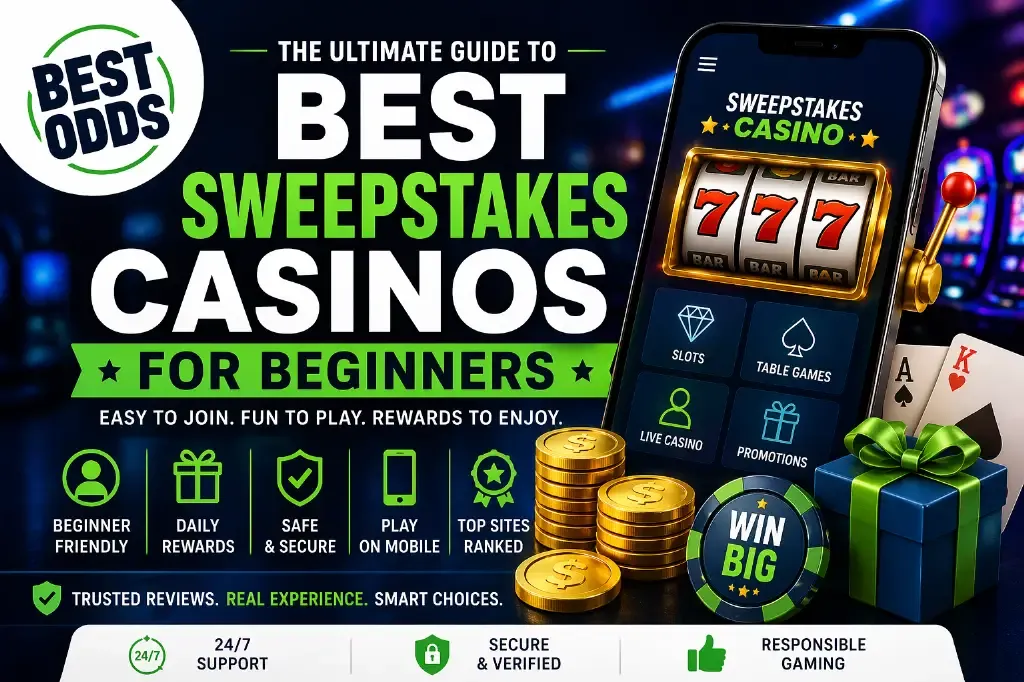 Best Odds - Banner with sweepstakes casino guide.