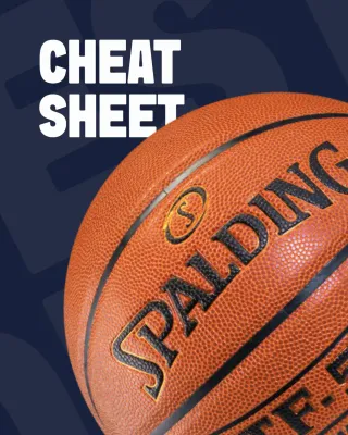 Cheat Sheet - Image of a basketball close-up.
