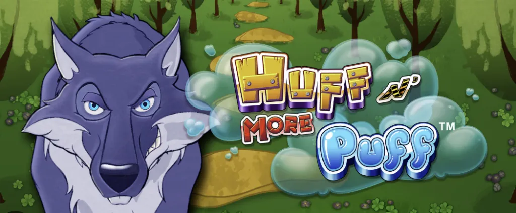 Huff n More Puff - Logo with wolf character.