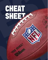 NFL - Image of a football with cheat sheet text