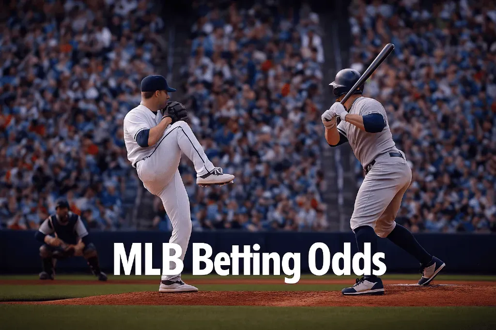 MLB Betting Odds - Banner with players in action.