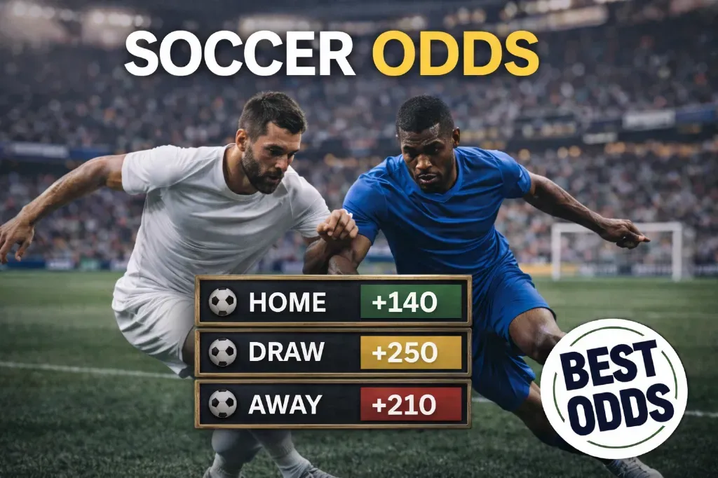 Soccer Odds - Banner with betting options displayed.