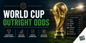 World Cup Outright Odds - Banner with trophy and odds.